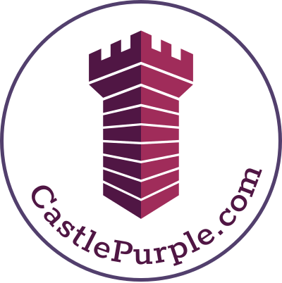 A graphic of a stylised castle with the text CastlePurple.com underneath.